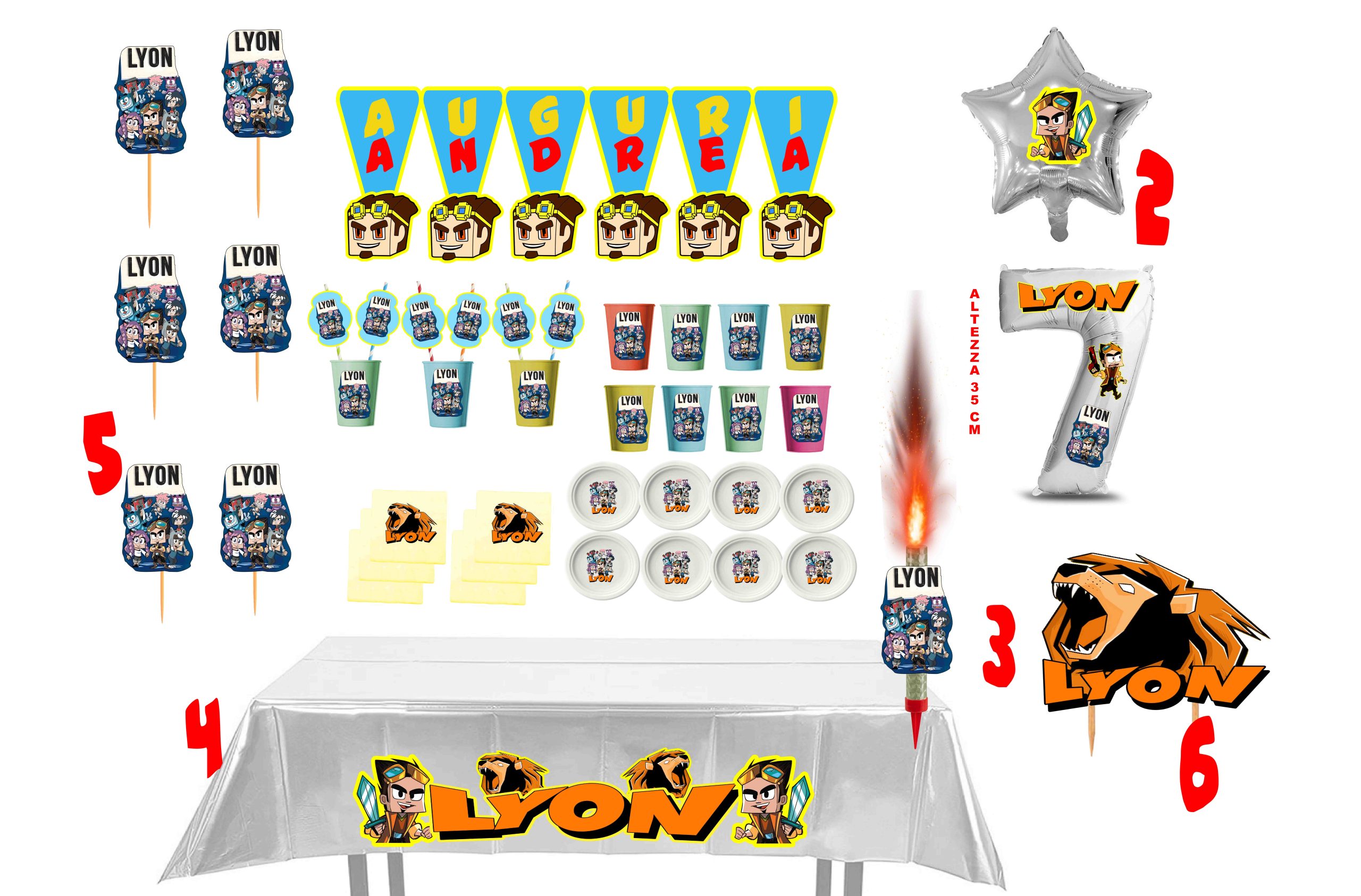 Lyon WGF kit Festa Compleanno kit per 8 persone o piu persone